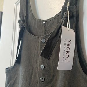 Summer Cotton Linen Rompers Overalls Jumpsuit Shorts